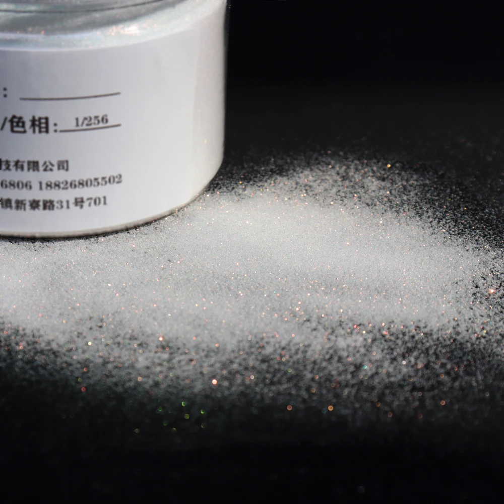 50g/Bag White Iridescent Glitter Nail Powder 1/256 0.1mm Rainbow Shiny White Sugar Powder Holographic Ultra-fine Pigment Dust