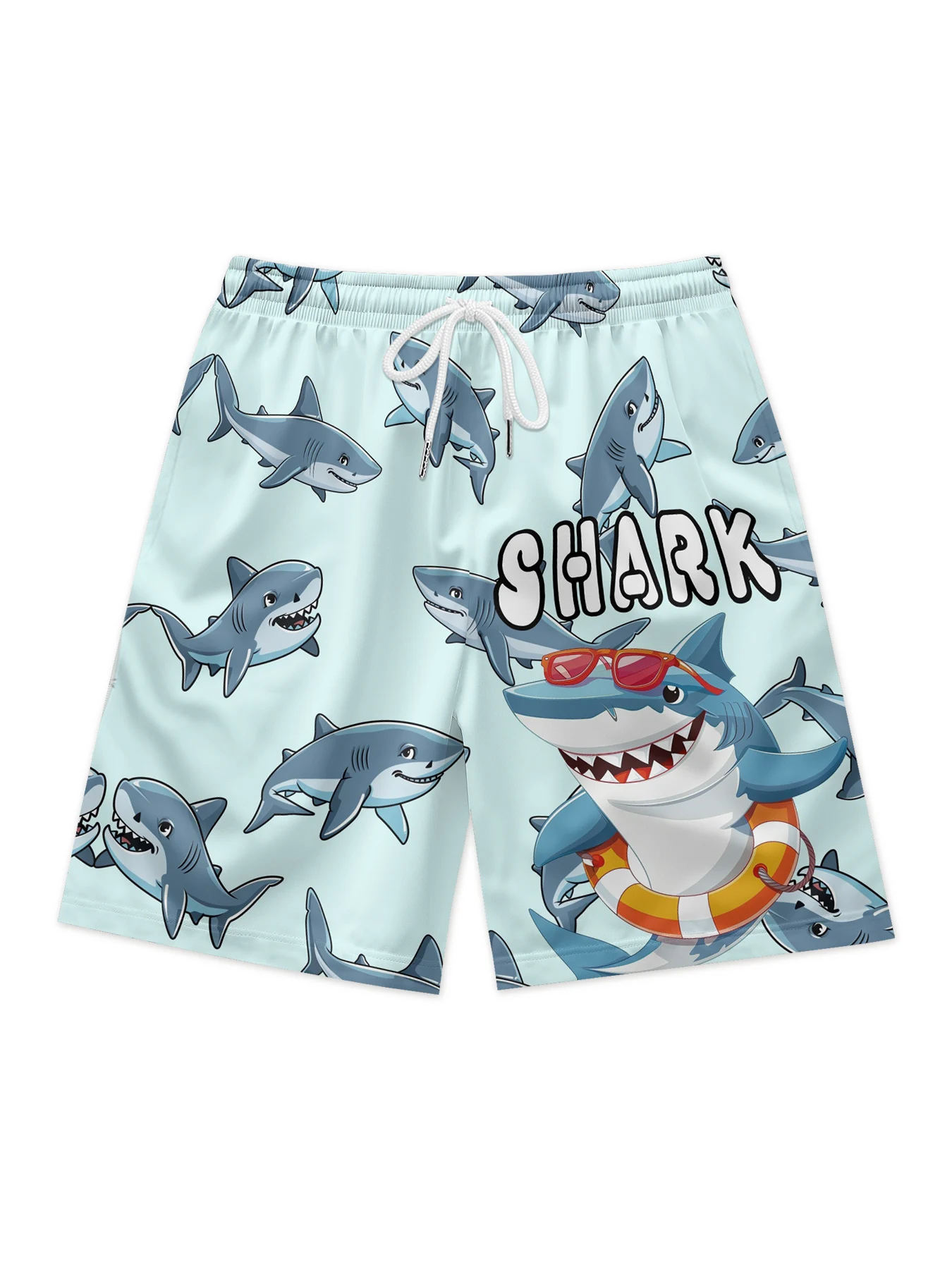 

100% Polyester All Over Printing Custom Men's Shorts Summer Men Shorts pantalones casuales shark print