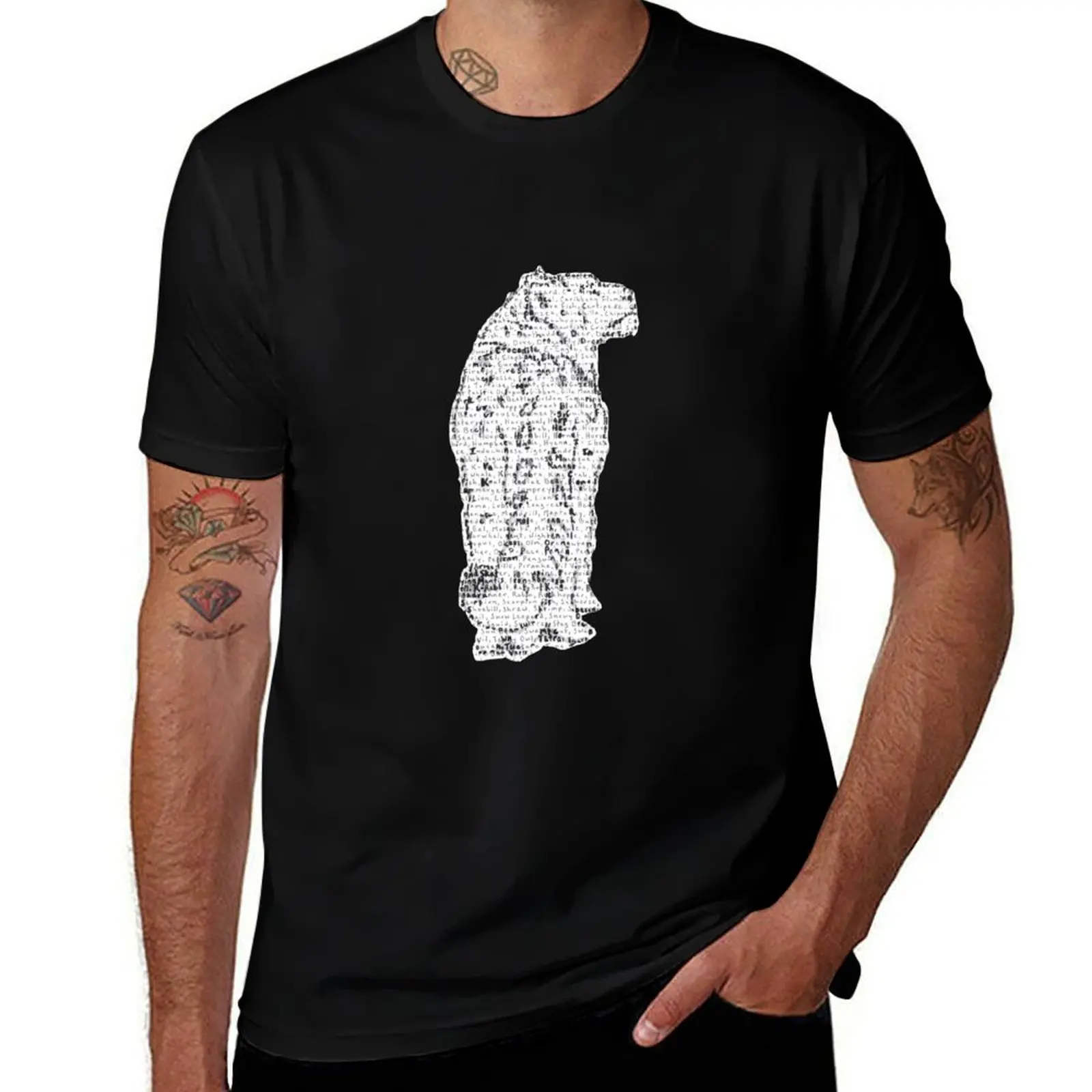 

snow leopard word art illustration T-Shirt oversize t-shirts man Short sleeve tee oversizeds T-shirt men