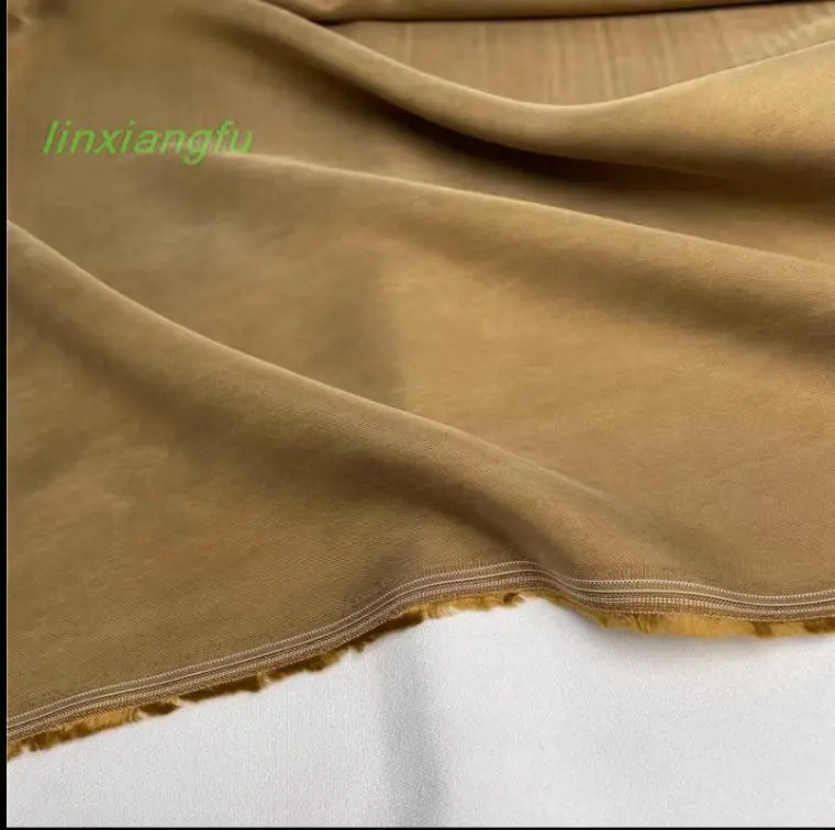 Tessuto di seta di ammoniaca di rame colorato solido sabbiato pesante, tessuto di seta fresco di fascia alta, tessuto di abbigliamento per pantaloni