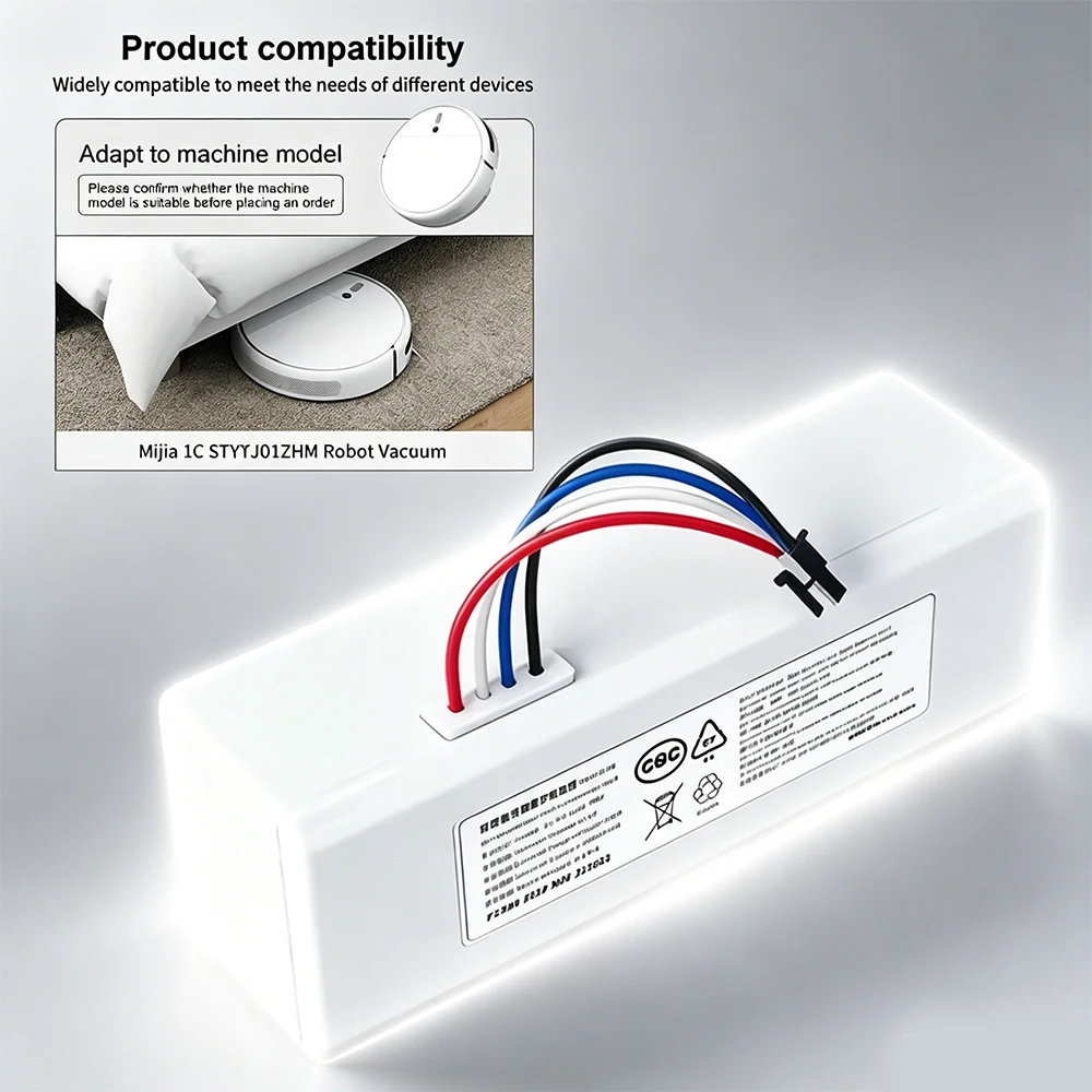 

Replacement battery P1904-4S2P-MM Lithium battery 14.4V 12800mAh for xiaomi Mijia 1C STYTJ01ZHM robot vacuum cleaner