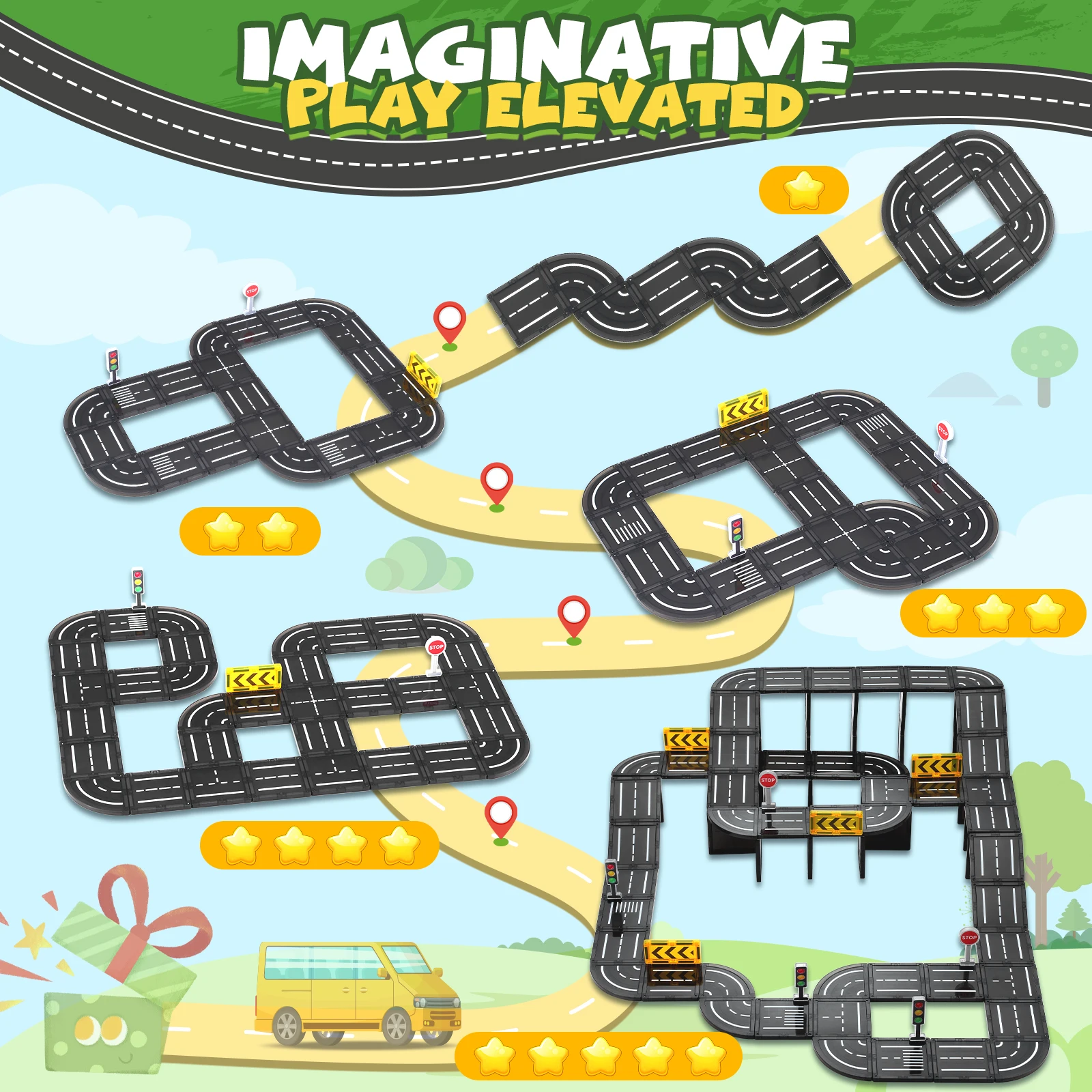 32 stks, 24 stks, Magnetische Tegels, Mini, Road Magnetische Blokken Bouwtegels, Educatieve Magneten Tegels Speelgoed f