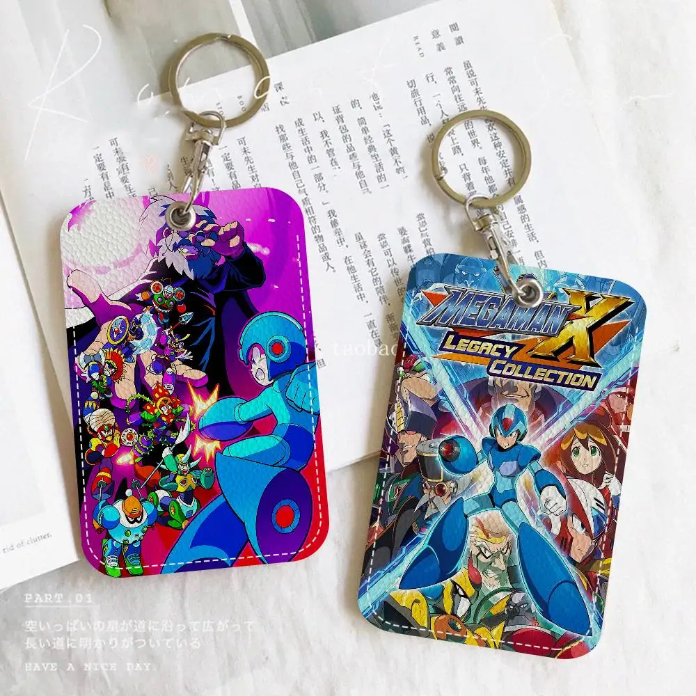 Rockman Megaman Game 1Pc Estojo para Cartão de Acesso em Couro, Porta-Cartões, Chaveiro, Argola para Chaves, Etiquetas de Acesso, Estojo para Cartão de Identificação, Chaveiro