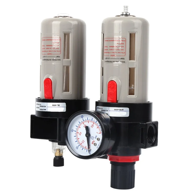 OilWater Separator Compressed Air Filter Source Treatment With Pressure Gauge BFC4000