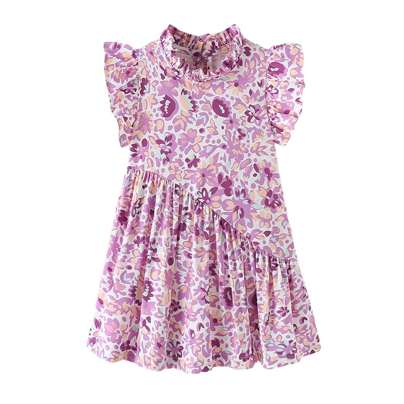 

Jumping Meters 2-7T New Arrival Striped Unicorn Girls Dresses Summer Short Sleeve Animals Applique Fashion Children Clothes