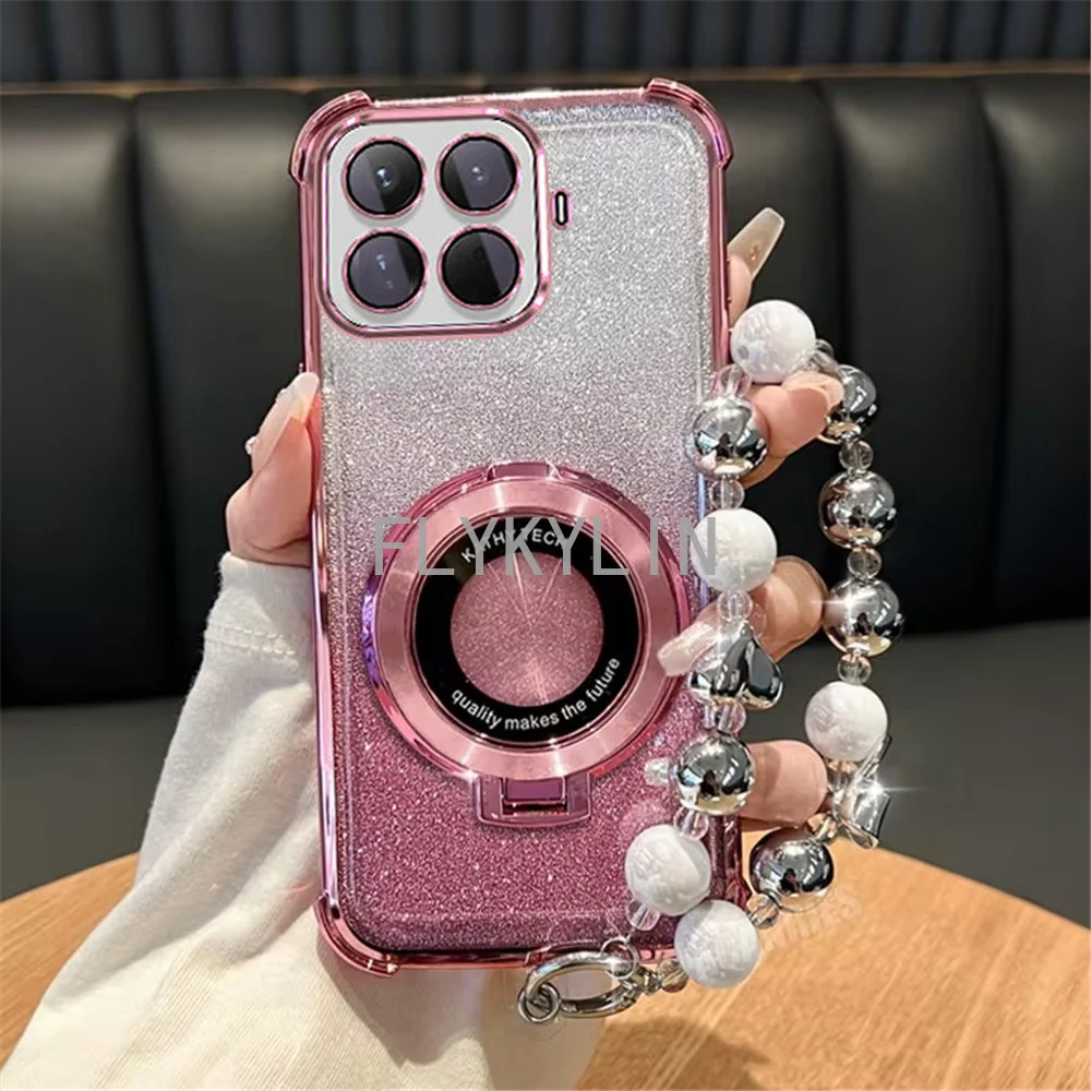 Glitter Shockproof Phone Case For Xiaomi 17T 15T Pro 14T 13T 12T 11 Lite 4G 5G NE Stand Holder Luxury Bracelet Silicone Cover
