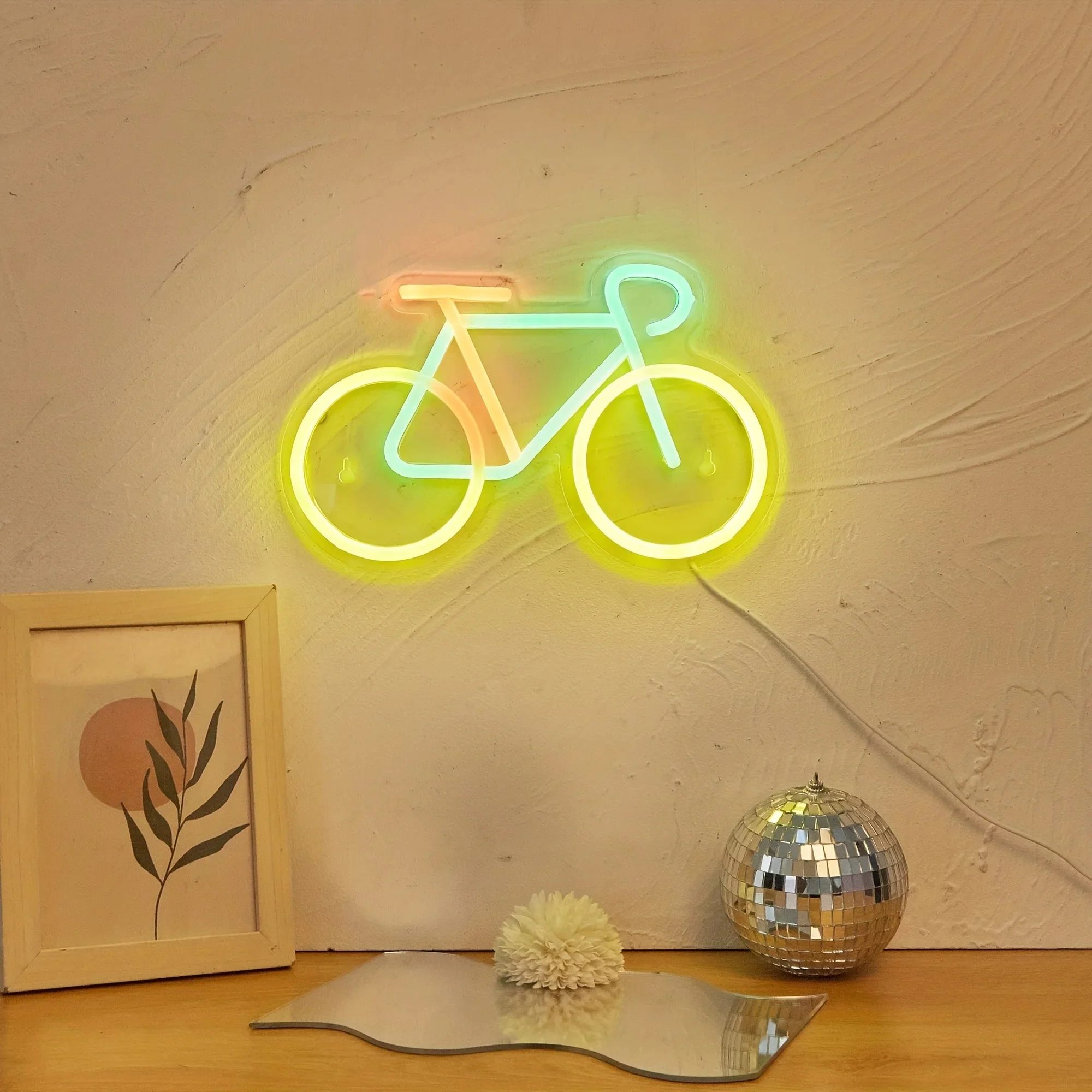 Fahrrad-LED-Neonschild Wand- und Tischdekoration Leuchtende Kunst für Zuhause Bar Fitnessstudio - Mehrfarbig Beleuchtetes Fahrrad-Motiv