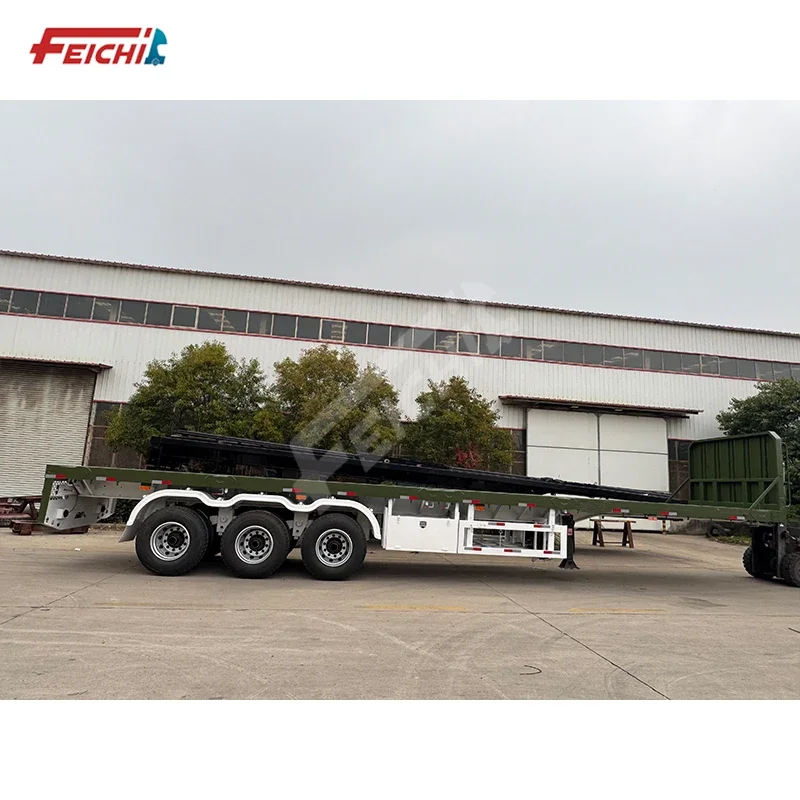 3 Axle 20ft 40 ft Flatbed Trailer with Front Plate Container Cargo Transport Truck Trailer Flatbed Semi Trailer