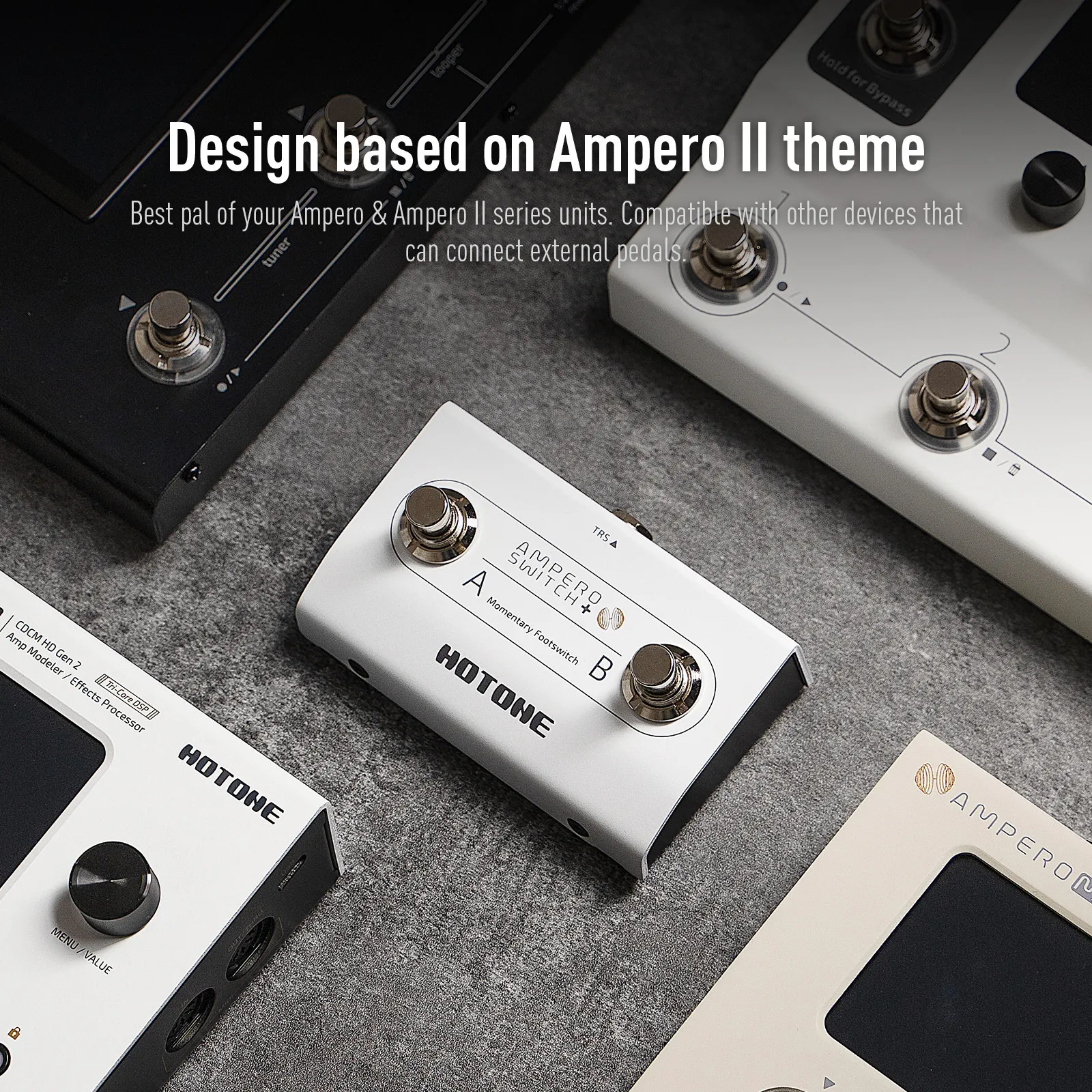 HOTONE Ampero Switch+ Dual Footswitch 2-Way Momentary Foot Controller 1/4-Inch Pedal Switcher FS-2 for Guitar Effects