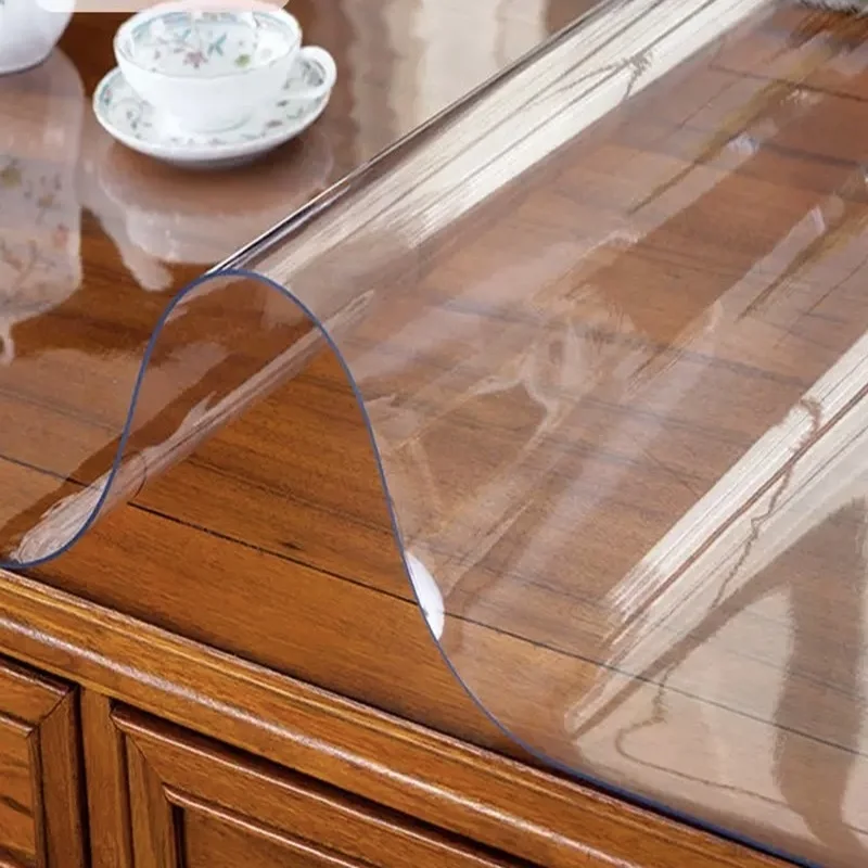 PVC Table Cover Clear Plastic Table Mat Waterproof Oil-Proof Heat-Resistant Easy Clean Non-Slip Surface Protector for All Table
