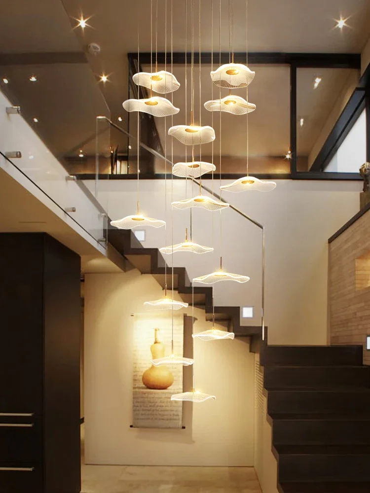 Plafonnier LED suspendu en acrylique au design moderne, éclairage d'intérieur, luminaire décoratif de plafond, idéal pour un restaurant, une villa, des escaliers ou un hôtel