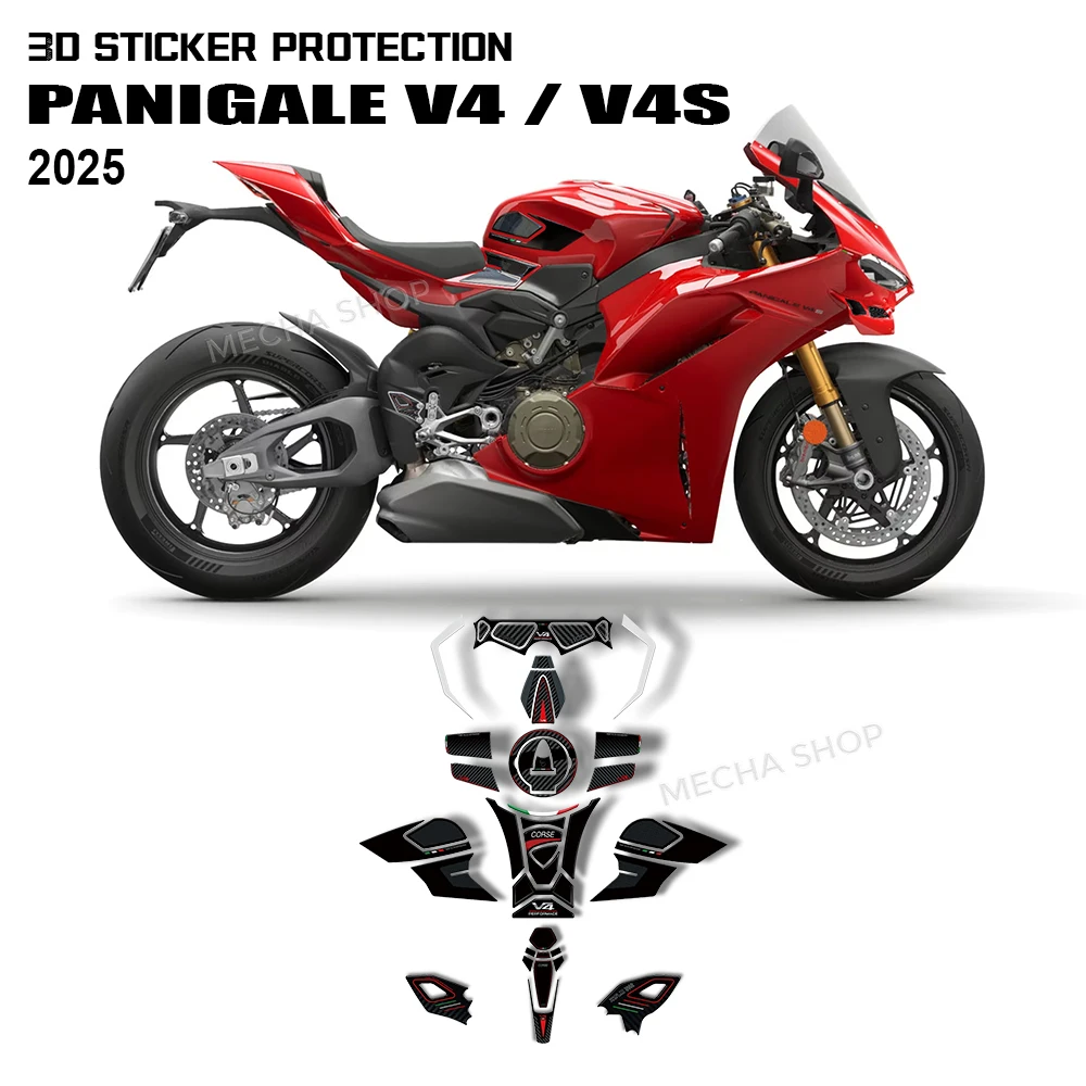 For panigale V4 Motorcycle 3D Resin Protective Sticker Kit Decorative Accessories Compatible with V4 V4 V4S 2025