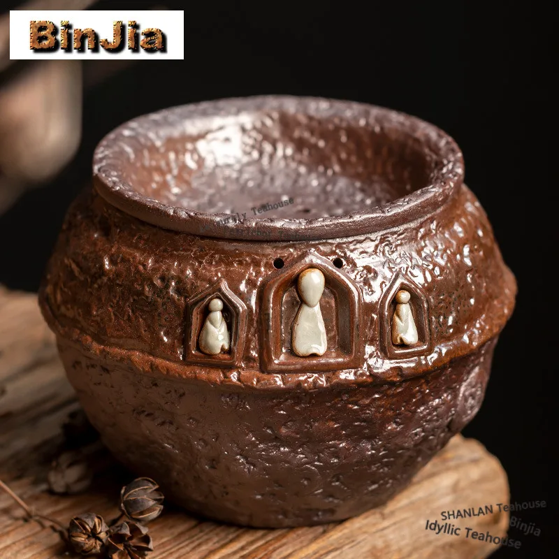 

550ml Coarse Pottery Jianshui Boutique Tea Wash Writing-brush Washer Water Washing Slag Tank Household Chaxi Collection Craft