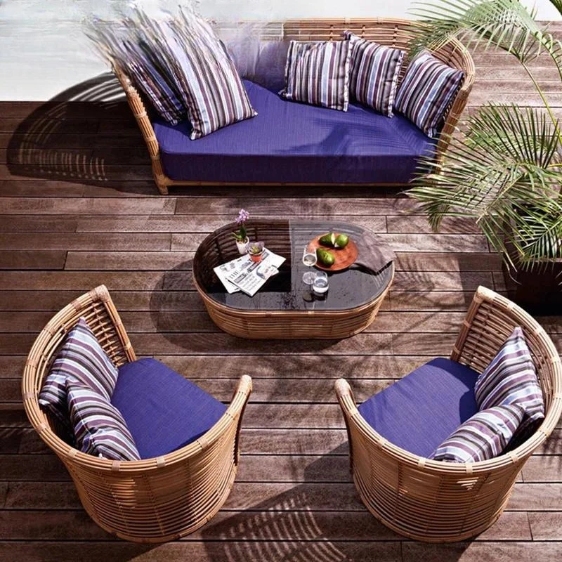 3 Piece Outdoor Rattan Sofa Set Patio Garden Terrace Balcony Wicker Furniture Living Room Leisure Seating