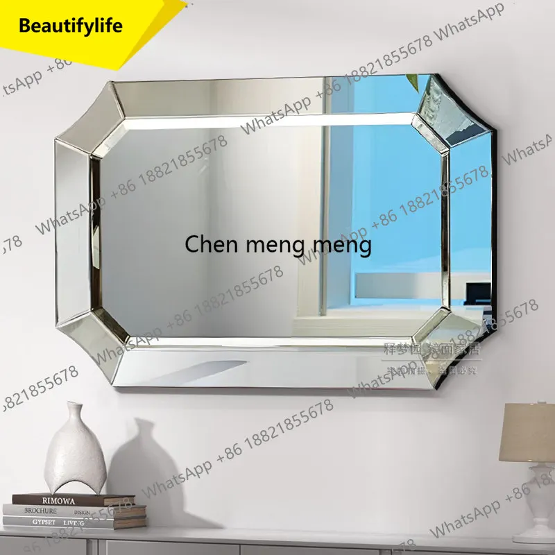 

M07 Nordic bathroom mirror, modern light luxury living room entrance decoration hanging mirror, bedroom dressing mirror