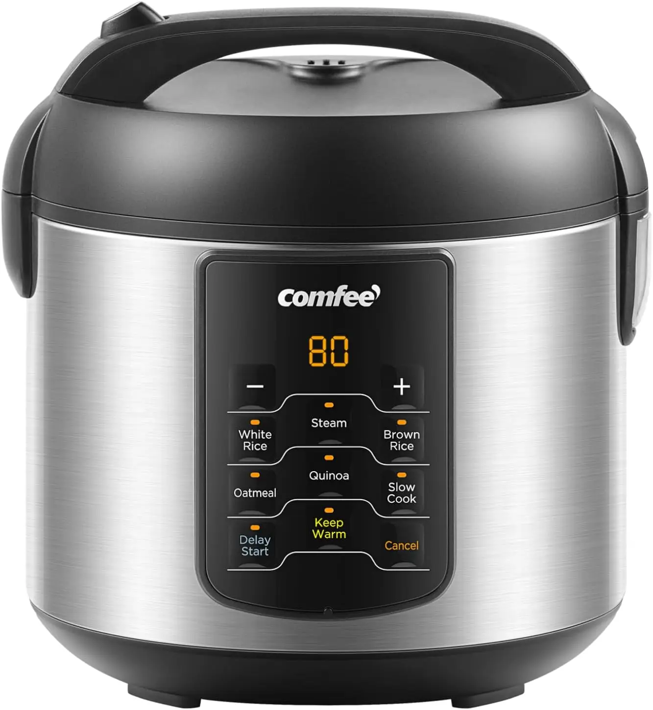 

COMFEE' Rice Cooker Upgraded, 6-in-1 Stainless Steel Multi Cooker, Slow Cooker, Steamer, Saute, and Warmer, 2 QT, 8 Cups