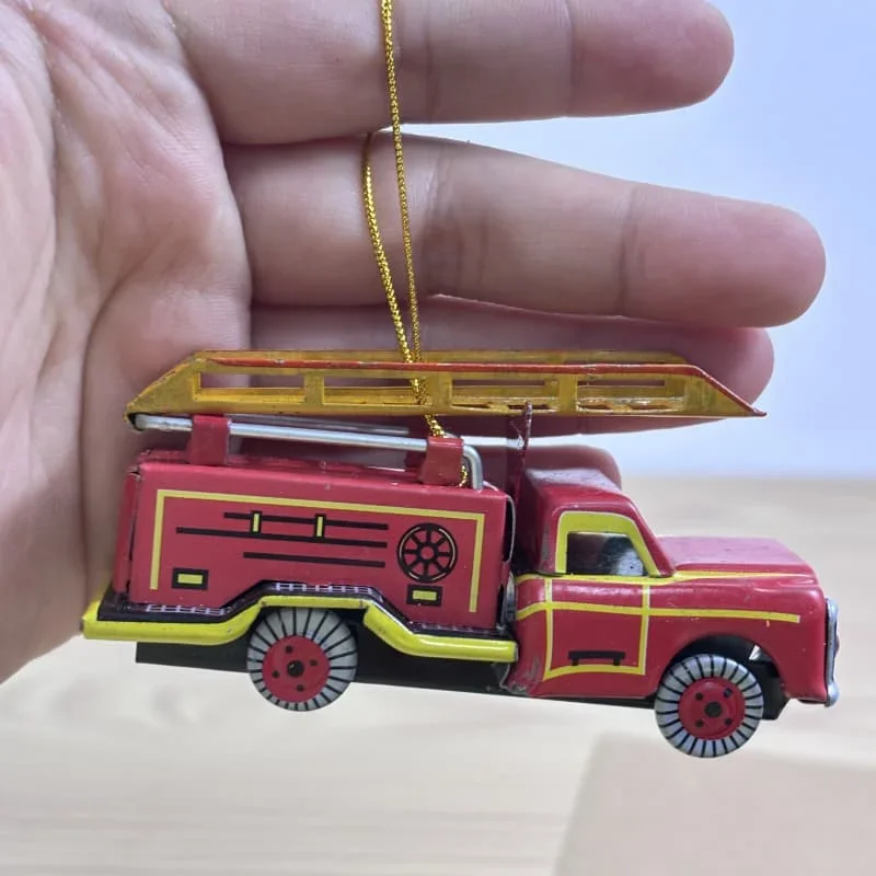 Erwachsene Sammlung Retro Aufziehspielzeug Metalldose Feuerwehrauto Skalierungsleiter Auto Anhänger Uhrwerk Modell Vintage Geburtstagsgeschenk