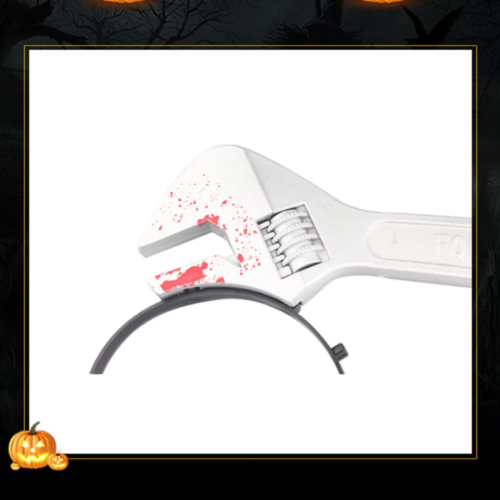 

2pcs Makeup Headband Decoration Halloween Scary Fidgets Tricky Tool For Party Cosplay Costume Wrench Headband Halloween Through