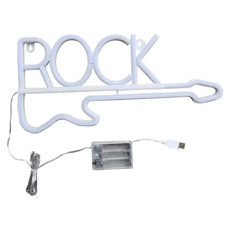 Rock Music Neon Signs Guitar Neon Signs Wall Decor USB Led Art Signs for Bedroom Music Party Rock Studio Bar Disco Party Neon