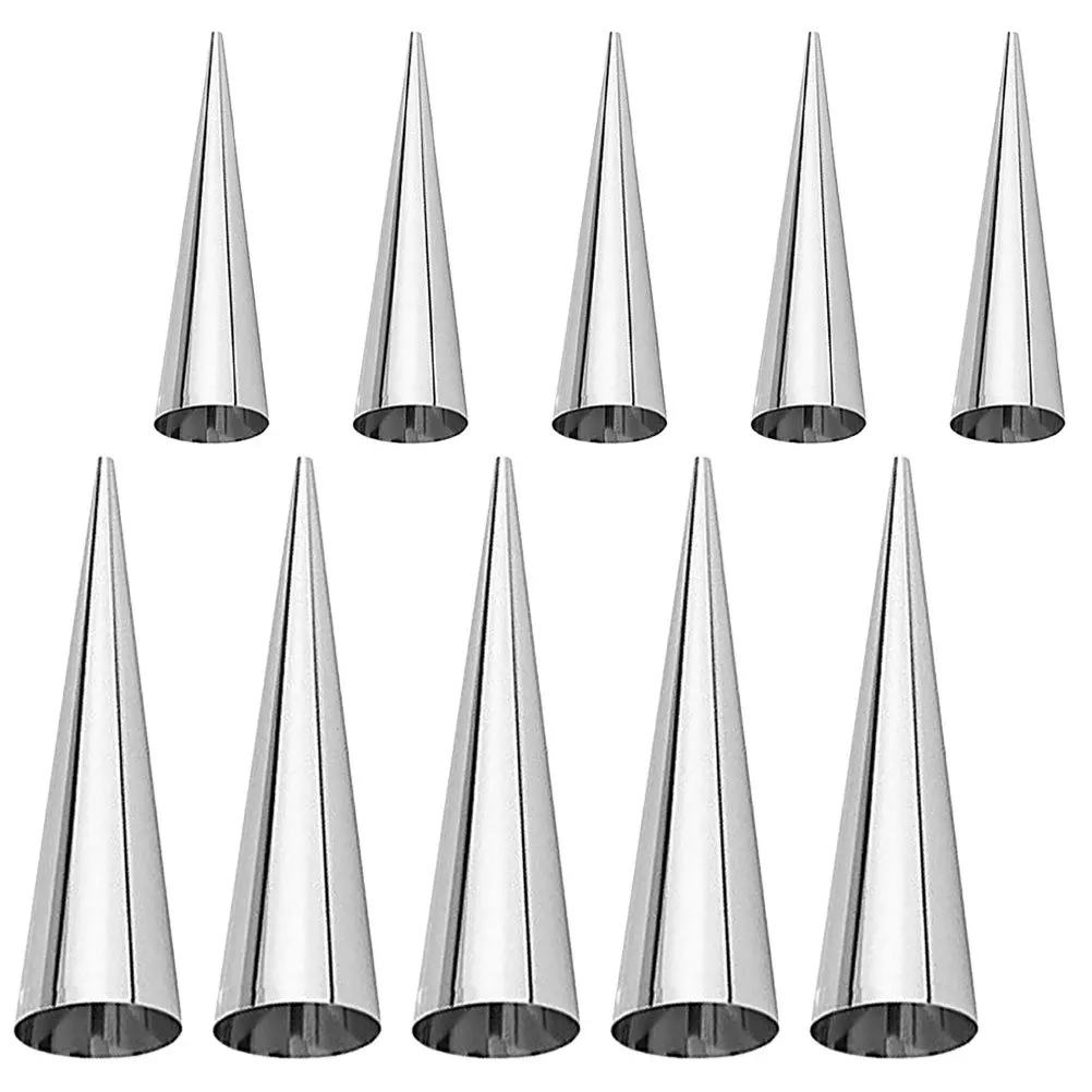 

10pcs Pastry Cream Horn Molds Stainless Steel Cone Shape Baking Tools For Croissant Bread Kitchen Gadgets Reusable Bakeware
