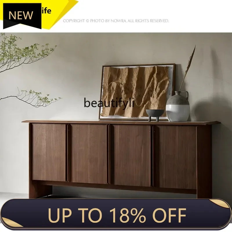 

P178 North American Black Walnut Solid Wood Sideboard Rock Board Wabi-Sabi Style Storage Cabinet Italian Minimalist Z 5