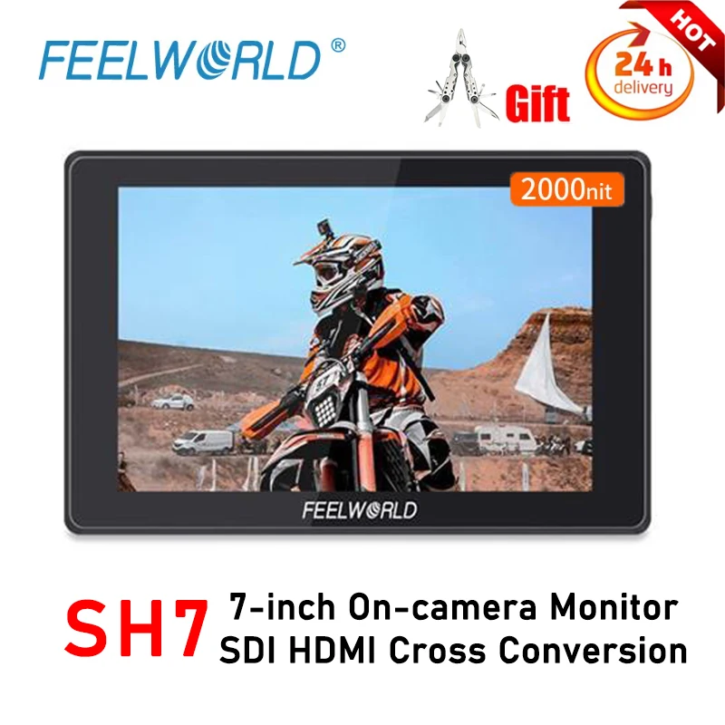 

FEELWORLD SH7 7-inch Ultra Bright 2200nit On-camera Monitor SDI & HDMI-compatible Cross Conversion Full HD Touch Screen Monitor