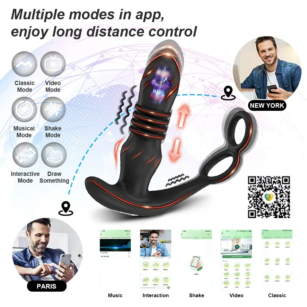 APP التحكم الجنس لعب الشرج الهزاز جهاز تدليك للبروستاتا بعقب المكونات تلسكوبي الشرج ذكر الاستمناء ألعاب جنسية للرجال