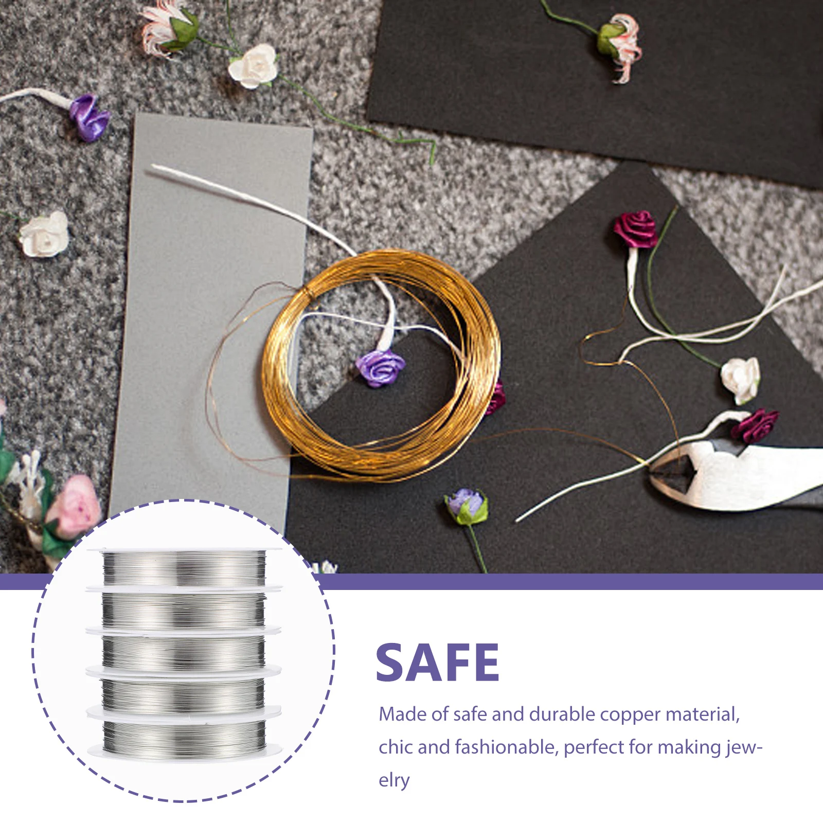 

5 Rolls Copper Wire Jewelry Craft Shaping Wire Durable DIY Craft for Handmade Beading and Jewelry Making Decorative