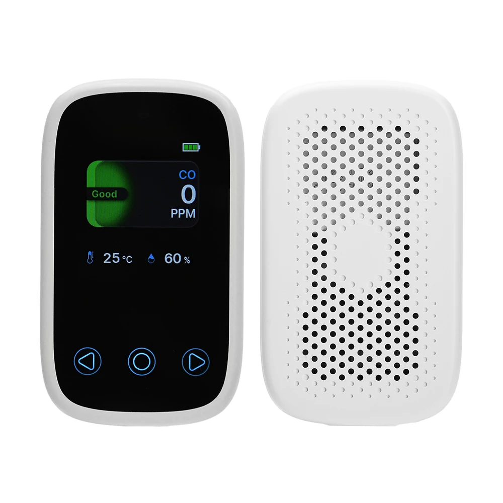 Pengukur Kualitas Udara 3 Dalam 1 Penguji Kelembapan Suhu CO Layar LCD Sensor NDIR Detektor Karbon Dioksida Monoksida dengan Alarm Suara