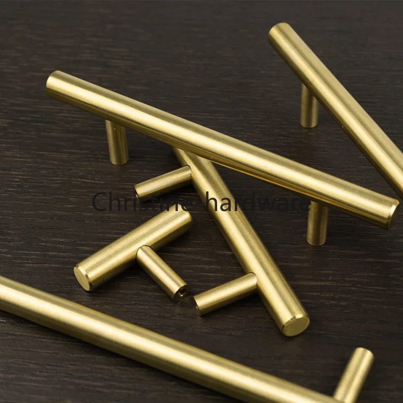 Modern Gold Kitchen Door T Bar Straight Handle Knobs Cabinet Pull Diameter 10mm Stainless Steel Handles Furniture Handle