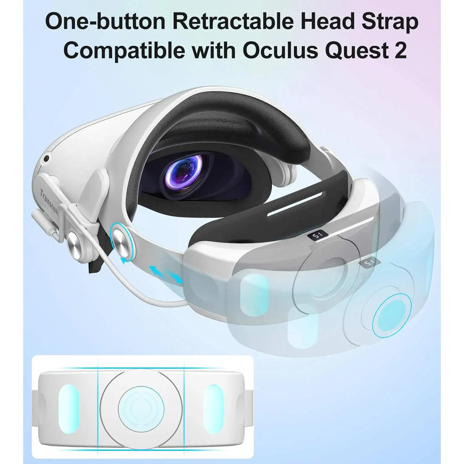 TRANSNOVO Compatible with Oculus Quest 2 Head Strap 6000mAh Battery VR Accessory for Meta Quest 2