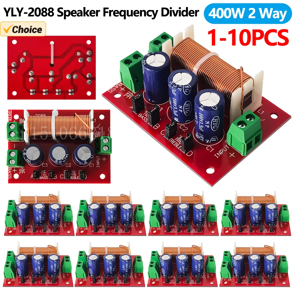 1-10PCS YLY-2088 400W Einstellbare 2 Weg Crossover Filter Modul Audio Lautsprecher Frequenz Teiler Full range Höhen Bass