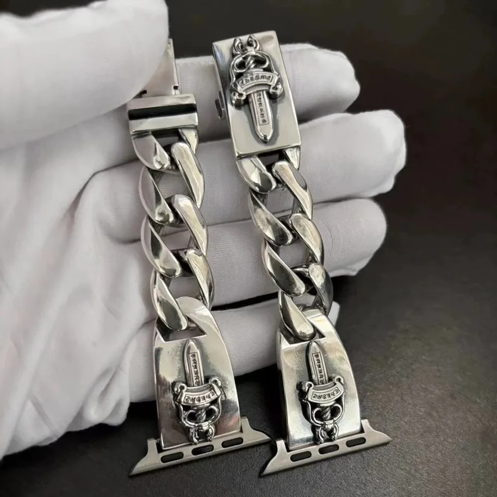 

Кубинская цепочка из нержавеющей стали, ювелирный ремешок, браслет, совместимый ремешок для часов или