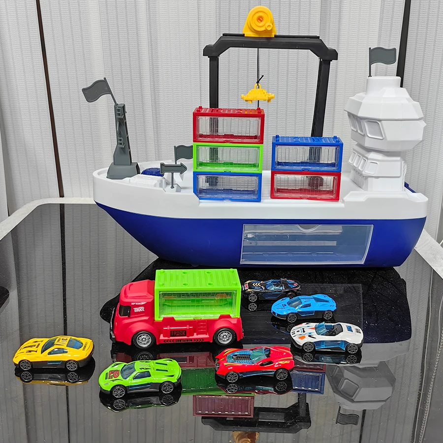 

Cargo ship toy set, suitable for children, container car truck set