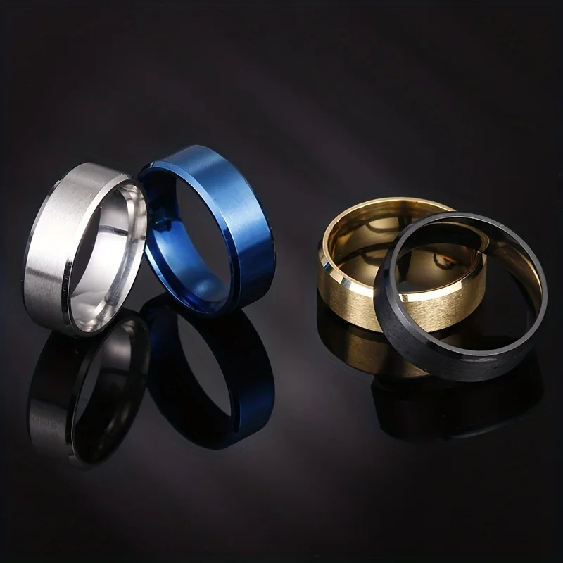 1Pc 8MM Matte Multi-color Stainless Steel Ring - Fashionable, Simple,  Versatile,  Perfect for Daily Life Casual Wear