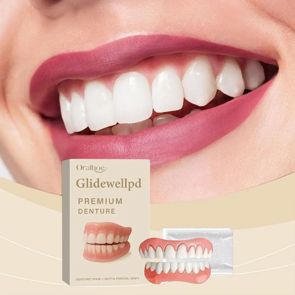 

Soft Silicone Dentures Full Set Over Gums Improve Dental Loss Reduce Teeth Spacing Temporary Tooth Repair Upper and Lower Braces