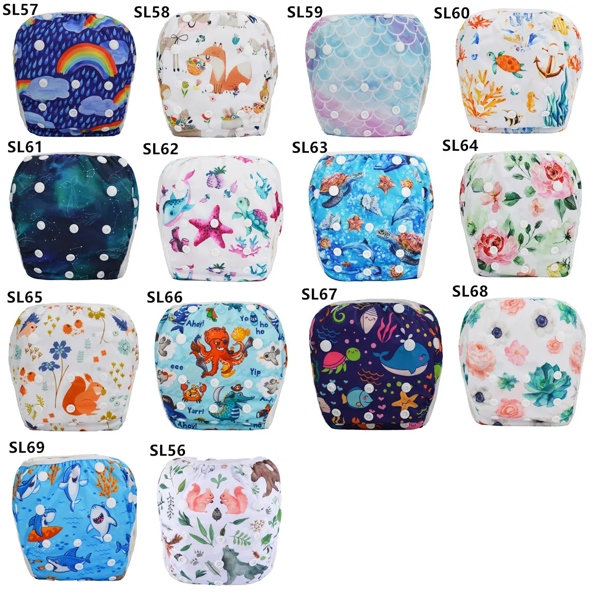 [Sigzagor] LARGE Baby Swim Diaper Nappy Swimwear Swimsuit One Size All In One Nappy Reusable Girl Boy Toddler 18-49lbs 8-22kg