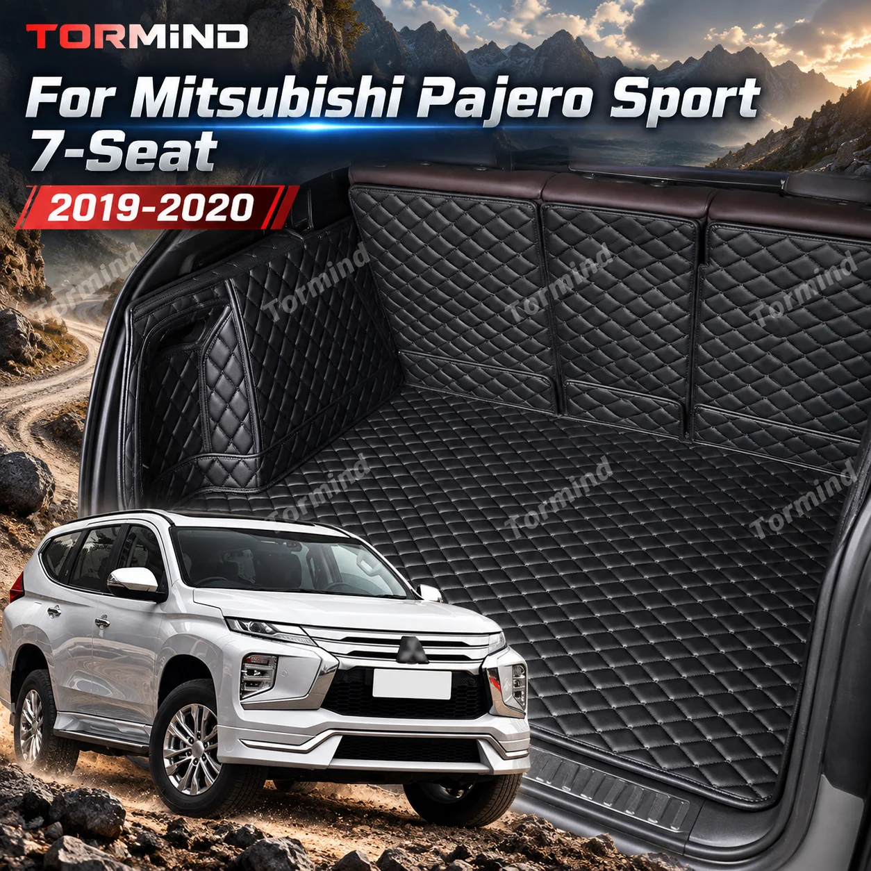 Tormind For Mitsubishi Pajero Sport 2019 2020 Car Trunk Mats Carpet Cargo Liner Car Backrest Pad Interior Accessories Protector