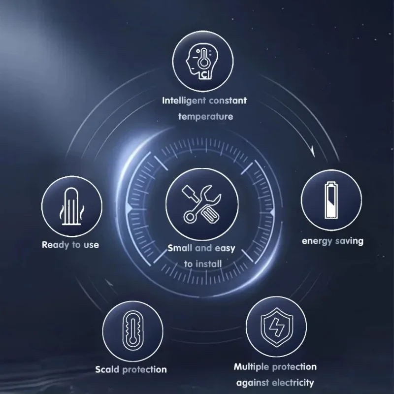 سخان مياه فوري، سخان مياه ساخن كهربائي صغير بدون خزان بقدرة 3000 وات، متين وأنيق وعصري لغسل المطبخ والحمام