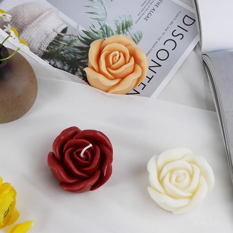 

3D Rose Flower Shape Aromatherapy Plaster Handicrafts Gypsum Silicone Mold Flowers Scented Candle Decoration Molds