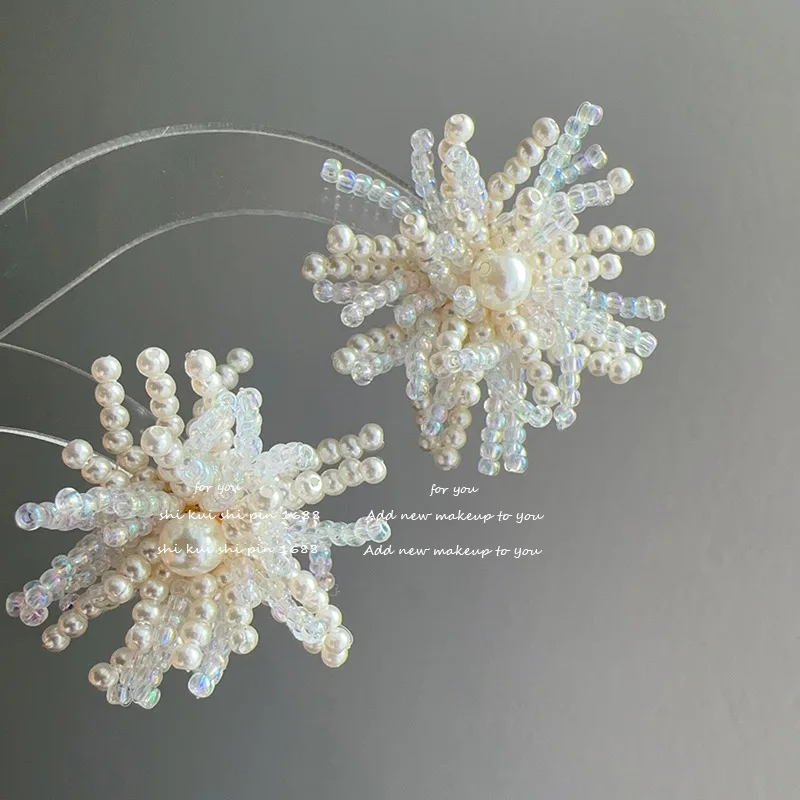 Super Fairy Pearl Flower Vacation Long Tassel Earrings
