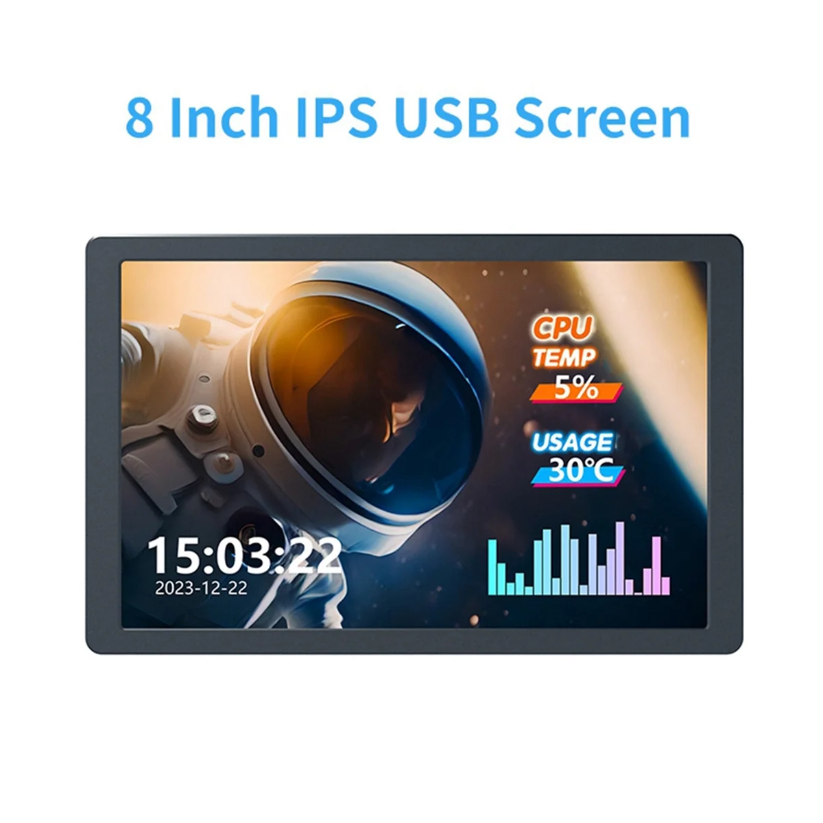 8 Inch IPS USB Monitor 1280x800 Type-C LCD PC Case Secondary Screen IPS Panel with Music Spectrum Analysis Space Gray