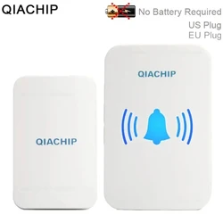 QIACHIP Wireless Doorbell No Battery required Waterproof Self-Powered Door bell Sets Home Outdoor Kinetic Ring Chime Doorbell