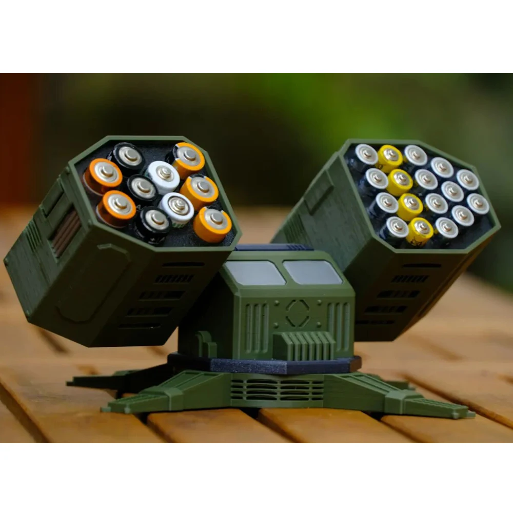 Rotatable Anti-Aircraft Missile Shape Multi Slots AA+AAA Batteries Container Case Battery Storage Box