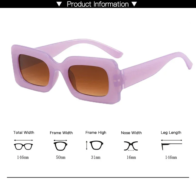 Vintage Candy Color Square Small Frame Sunglasses Female Trend Personality Dazzling Hip Hop Glasses Outdoor UV400 Sunglasses