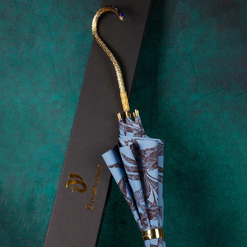 

DanMunier Роскошный зонт в стиле ретро, креативный металлический зонтик с длинной ручкой, двухслойный солнцезащитный женский зонтик, пляжный подарок для путешествий