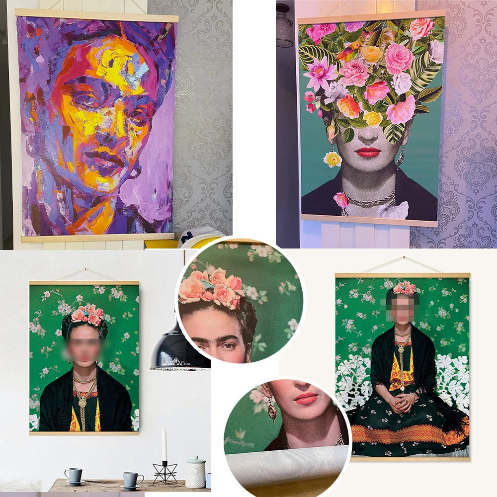 F-Frida K-Kahlo Art Posters Painting Decor Scroll Digital Canvas Unframed Decorative Tapestry