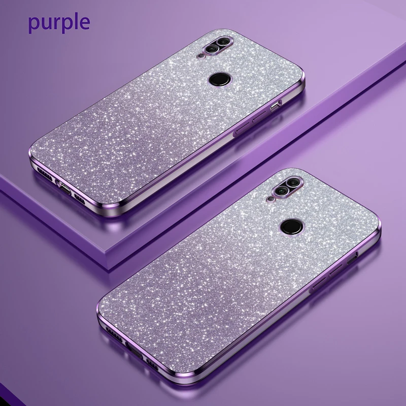 For Honor 8X Case Honor 8X Phone Case JSN-TL00 JSN-L21 Luxury Gradient Glitter Plating Silicone Back Cover Funda