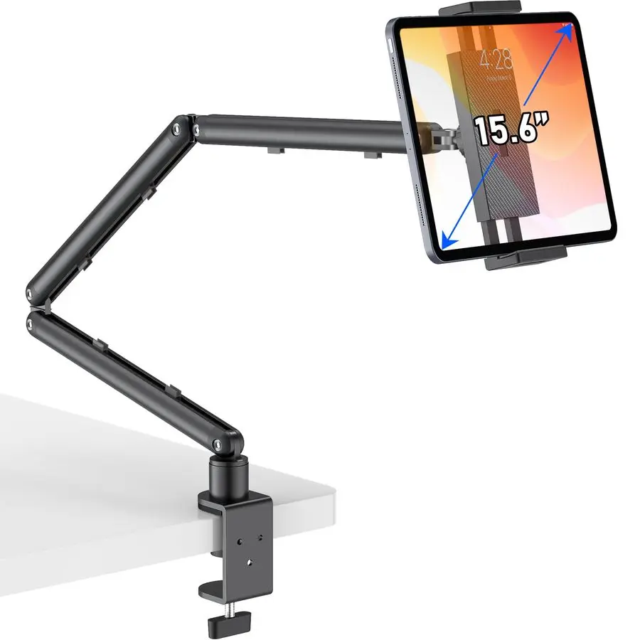 

Holder for Desk, Adjustable Tablet Arm iPad Desk Mount with CClamp, 30 Foldable Long Arm amp 360 Rotation, Fits 4.715.6 i Pad Pr