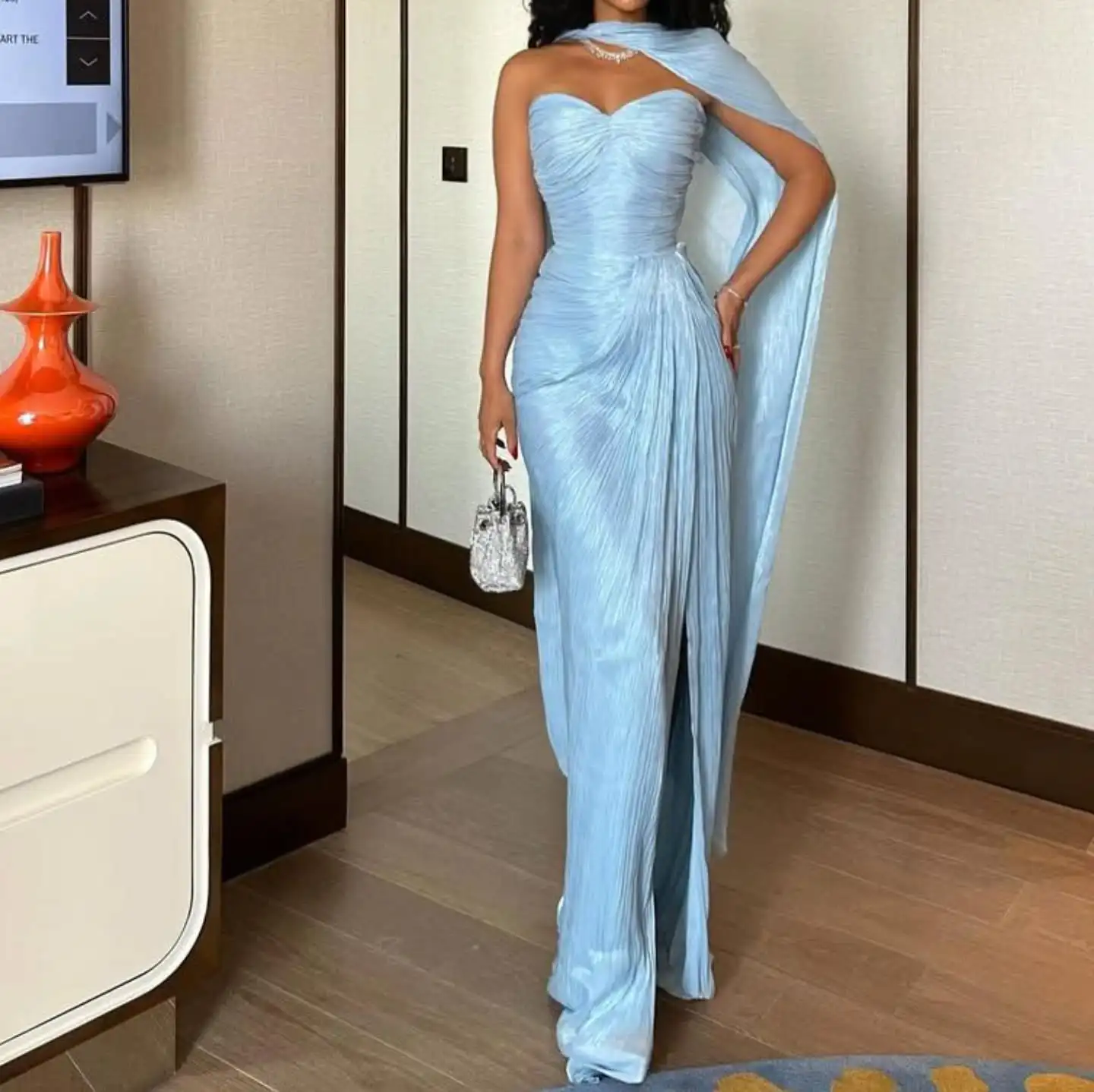 Fatapaese personalizado 2025 querida plissado totalmente luxo vestidos de noite sem mangas bainha até o chão em linha reta vestidos de baile femininos